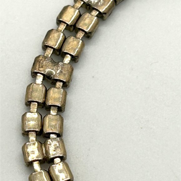 Vintage 2 Strand Rhinestone Bracelet With Fold Over Clasp - Picture 9 of 12